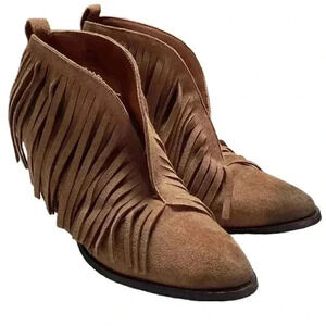 Coconuts by Matisse Lambert Women 8.5 Suede Fringe Western Ankle Boots Brown